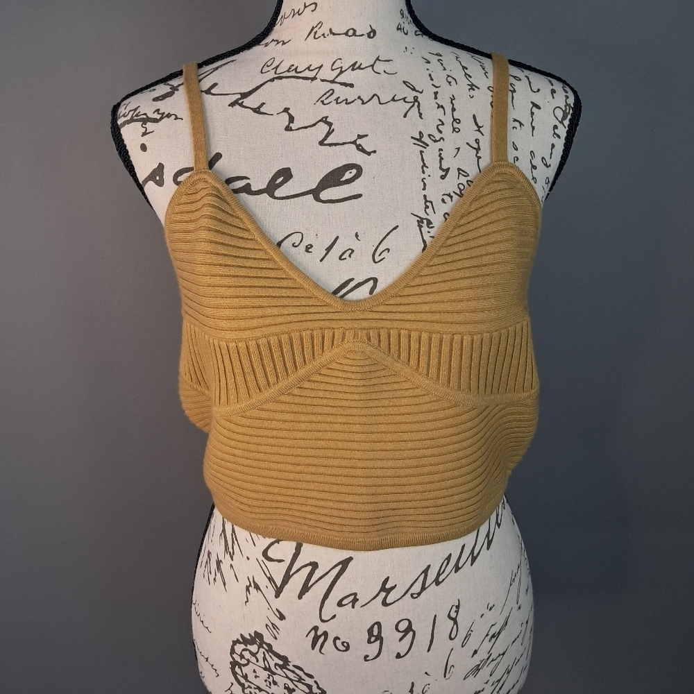 Aerie Top Womens Size XL Take Charge Ribbed Sweater Corset Tank Mustard